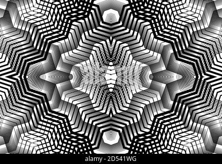 repeatable and tileable grid, mesh of zig-zag, criss-cross and wavy interlace, intertwine and interweave lines. abstract lattice and grating, grid and Stock Vector