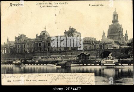 Dresden, Kunstakademie,Frauenkirche,Dampfer Tetschen | usage worldwide Stock Photo