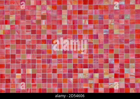 The texture of the red tiles, background. Orange bathroom walls Stock Photo
