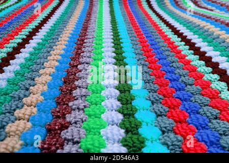 The texture of the pile carpet of colored stripes Stock Photo
