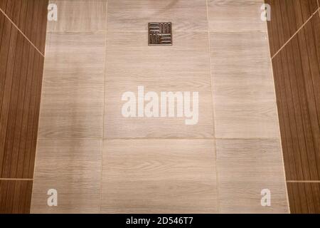 Floor and walls of the modern shower room in the bathroom Stock Photo