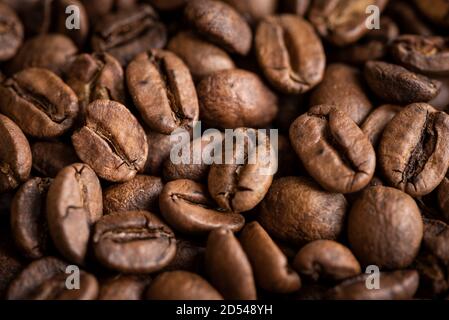 Detail photo of roasted gourmet Brazilian coffee beans from Minas Gerais Stock Photo