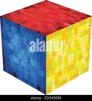 A cube made of colorful bricks - Illustration,  Color abstract vector illustration Stock Vector