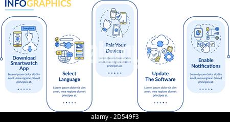 Smartwatch installation vector infographic template Stock Vector