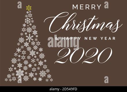 Merry Christmas and Happy New Year 2020 lettering template. Greeting card or invitation. Winter holidays related typograph  . Stock Vector