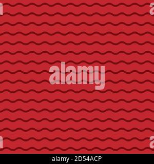 Seamless pattern of wavy red lines on a dark red background. Vector image Stock Vector
