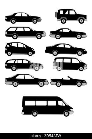 Cars isolated on white background. Ready to apply to your design. Vector illustration Stock Vector