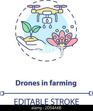 Drones in farming concept icon Stock Vector