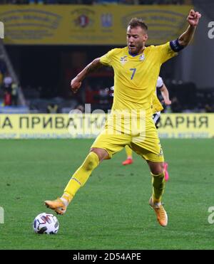 KYIV, UKRAINE - OCTOBER 10, 2020: Andriy Yarmolenko of Ukraine controls a ball during the UEFA Nations League game against Germany at NSK Olimpiyskiy stadium in Kyiv Stock Photo