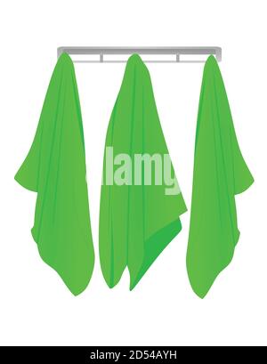 Green hanging towels. vector illustration Stock Vector