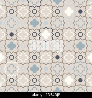 Tangled modern pattern, based on traditional oriental arabic geometric repeat patterns. Seamless vector background. Plain neutral natural colors - eas Stock Vector