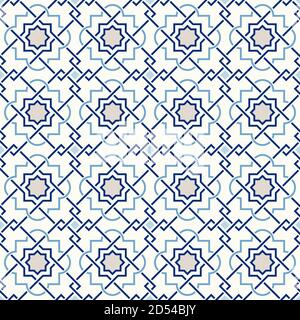 Tangled modern pattern, based on traditional oriental arabic geometric repeat patterns. Seamless vector background. Plain neutral natural colors - eas Stock Vector