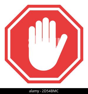 Stop sign, icon hand vector. Red color singe symbol illustration . Stock Vector