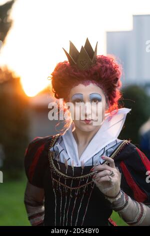 MUNICH, GERMANY - Sep 12, 2020: Cosplay of Alice from Alice in Wonderland.  Beautiful portrait of a pretty young woman with makeup Stock Photo - Alamy