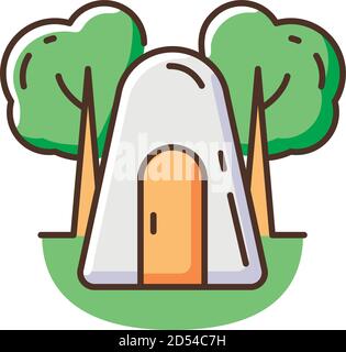 Single-person air raid shelter RGB color icon Stock Vector