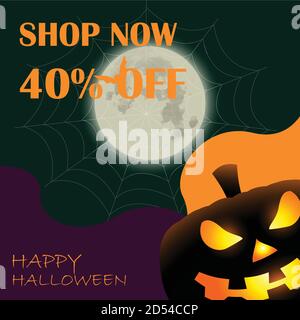 Halloween sale offer design template. Stock Vector