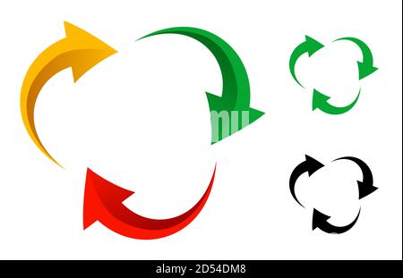 Big Set circle Arrows and directions signs. round line and arrow. Vector color circle isolated on white background. Stock Vector