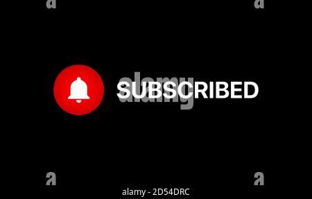 Youtube Subscribed Button. Youtube Lower Third. Youtube Bell Icon. Vector Illustration On Black Background Stock Vector