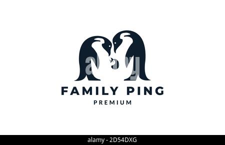 family penguin cute romance logo vector illustration design Stock Vector