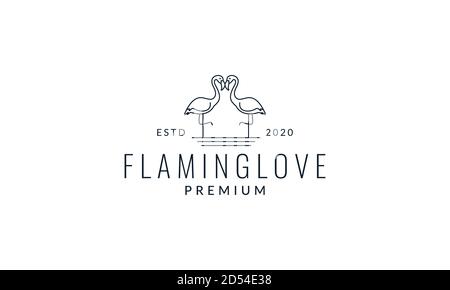 two flamingo line modern logo vector illustration design Stock Vector