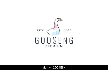 swan or goose line abstract colorful logo vector illustration design Stock Vector