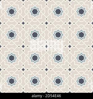 Tangled modern pattern, based on traditional oriental arabic geometric repeat patterns. Seamless vector background. Plain neutral natural colors - eas Stock Vector