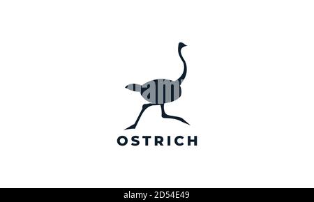 ostrich run silhouette modern  logo vector illustration design Stock Vector