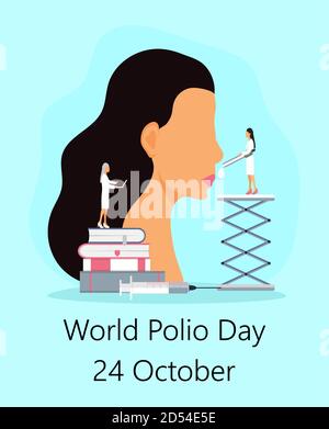 World polio day concept vector. Event is celebrated in 24 October. Doctor gives vaccine Stock Vector
