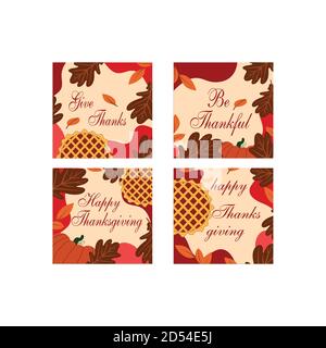 Thanksgiving instagram posts in flat design Stock Vector