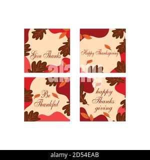 Thanksgiving instagram posts in flat design Stock Vector