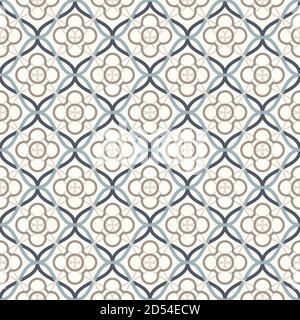 Tangled modern pattern, based on traditional oriental arabic geometric repeat patterns. Seamless vector background. Plain neutral natural colors - eas Stock Vector