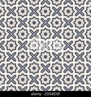 Tangled modern pattern, based on traditional oriental arabic geometric repeat patterns. Seamless vector background. Plain neutral natural colors - eas Stock Vector
