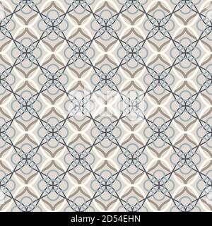 Tangled modern pattern, based on traditional oriental arabic geometric repeat patterns. Seamless vector background. Plain neutral natural colors - eas Stock Vector