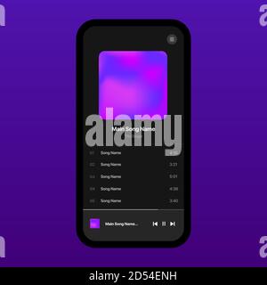 Design of music player app interface with song photo frame, buttons ...