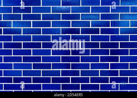 bright blue brick wall, good pattern or background Stock Photo