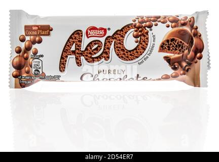 Winneconne, WI - 6 October 2020:  A package of Nestle Aero candy on an isolated background. Stock Photo