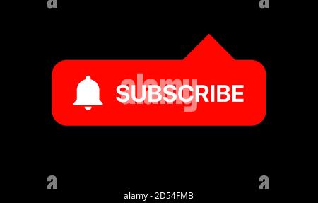 Youtube Subscribe Red Flat Button Vector Illustration On Black Background Stock Vector