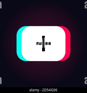 TikTok Add Icon. Duotone. Plus Button Stock Vector