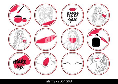 Highlights cover, posts and stories for social media. Beauty  Stock Vector