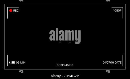 Camera Interface Template Vector Illustration On Black Background Stock Vector