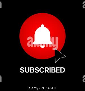 Youtube Subscribed Button. Youtube Lower Third. Youtube Bell Icon. Vector Illustration On Black Background Stock Vector