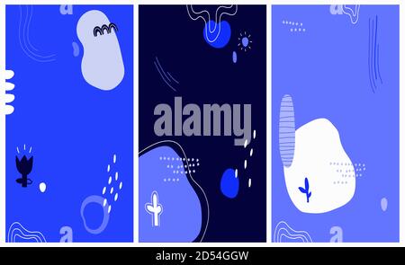 Hand drawn abstract backgrounds set Stock Vector