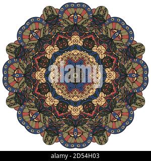 Mandala, tracery wheel mehndi design Stock Vector