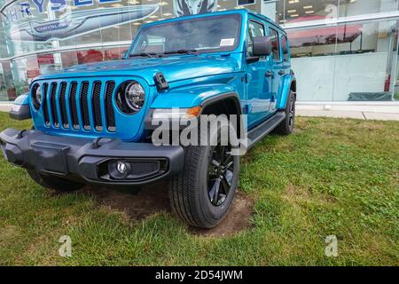 Jeep Wrangler Sport Parked On Footpath Stock Photo Alamy