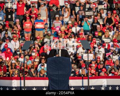 Sanford, FL, USA. 12th Oct, 2020. Governor of Florida Ron DeSantis speaks at a campaign rally for President Donald Trump at Orlando Sanford International Airport Million Air Orlando in Sanford, Fl. Romeo T Guzman/Cal Sport Media. Credit: csm/Alamy Live News Stock Photo