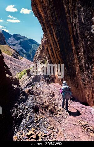 Descending to Elk Creek in the San Juan Mountains on the 485 mile Colorado Trail, Colorado Stock Photo