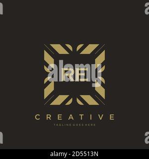 RE initial letter luxury ornament monogram logo template vector Stock Vector