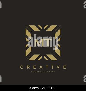 MT initial letter luxury ornament monogram logo template vector Stock Vector