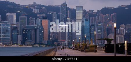 The Avenue of Stars, modelled on the Hollywood Walk of Fame, is an avenue located along the Victoria Harbour waterfront in Tsim Sha Tsui Stock Photo