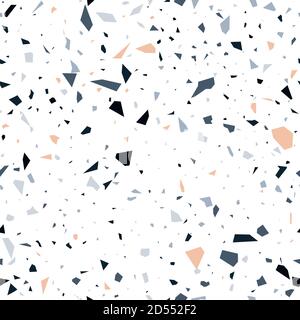 Terrazzo flooring vector seamless pattern. Modern vector illustration for fabric print, wrapping paper, flooring. Classic venetian terrazzo style of floor of natural stone, granite, quartz Stock Vector